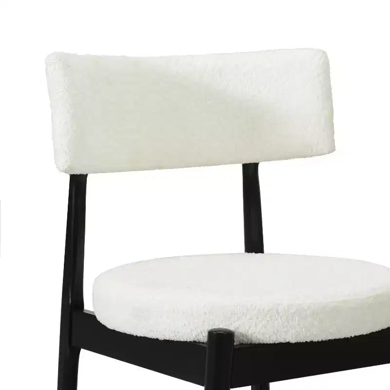 Okak Mid-Century Dining Chairs Set of 2, Comfy Boucle Dining Room Chairs with Rubberwood Legs & Curved Back, Upholstered Kitchen Side Chairs