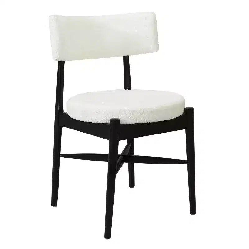 Okak Mid-Century Dining Chairs Set of 2, Comfy Boucle Dining Room Chairs with Rubberwood Legs & Curved Back, Upholstered Kitchen Side Chairs