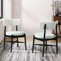 Okak Mid-Century Dining Chairs Set of 2, Comfy Boucle Dining Room Chairs with Rubberwood Legs & Curved Back, Upholstered Kitchen Side Chairs