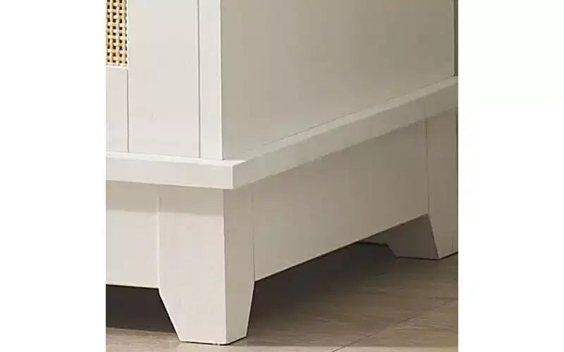 65 Inch Modern TV Stand with Rattan Mesh Doors - Stylish Media Console Cabinet with Storage Shelves for Living Room Entertainment
