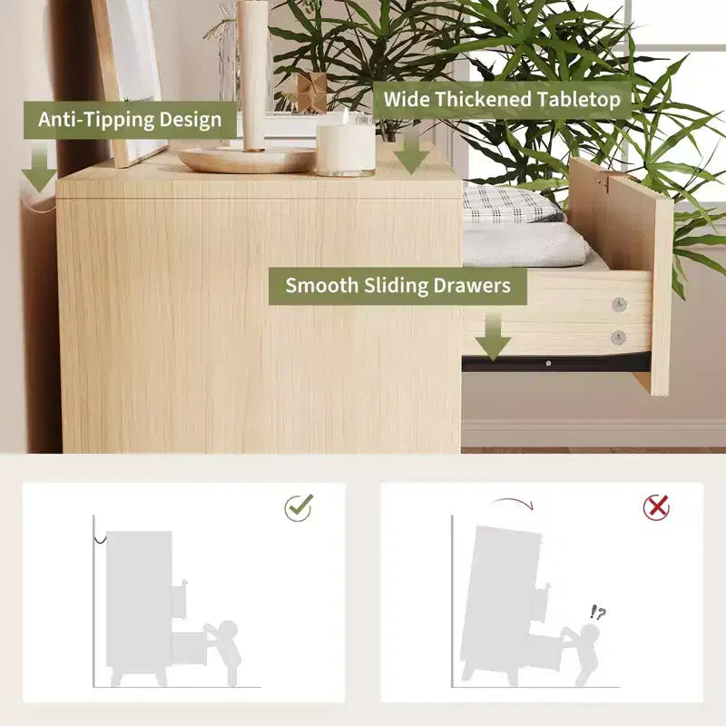 Fluted Dresser for Bedroom Wood Tall Dresser Storage Organizer, Modern Bedroom Chest with Deep Storage 5 Drawers Wood