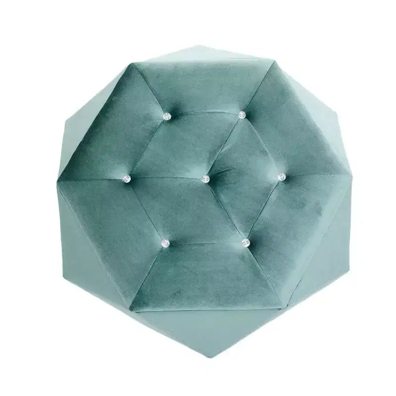 Whisen Velvet Polygon Ottoman, Spacious Storage, Diamond Tufted & Multi-Functional Comfort