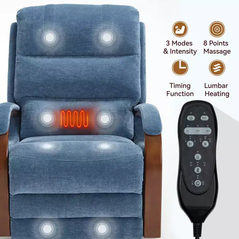 CLIHOME Power Chenille Lift Recliner Chair Dual Motor Infinite Position with Solid Wood Armrests, Heat Massage and Heavy Duty Motion Mechanism