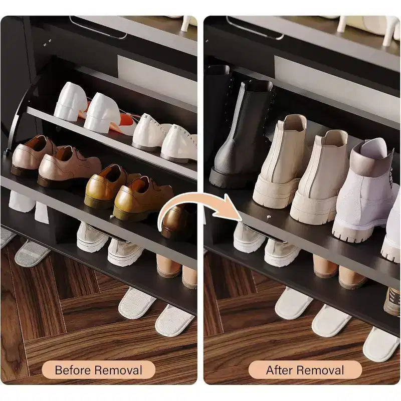 Large Shoe Cabinet with 4 Flip Drawers, Freestanding Hidden Shoe Organizer for Hallway, Bedroom, Apartment
