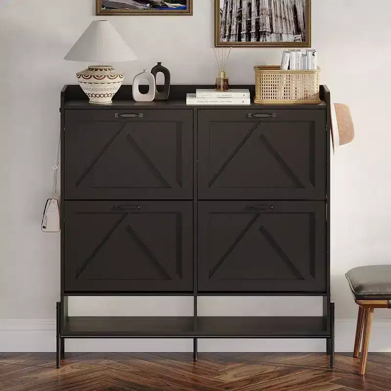 Large Shoe Cabinet with 4 Flip Drawers, Freestanding Hidden Shoe Organizer for Hallway, Bedroom, Apartment