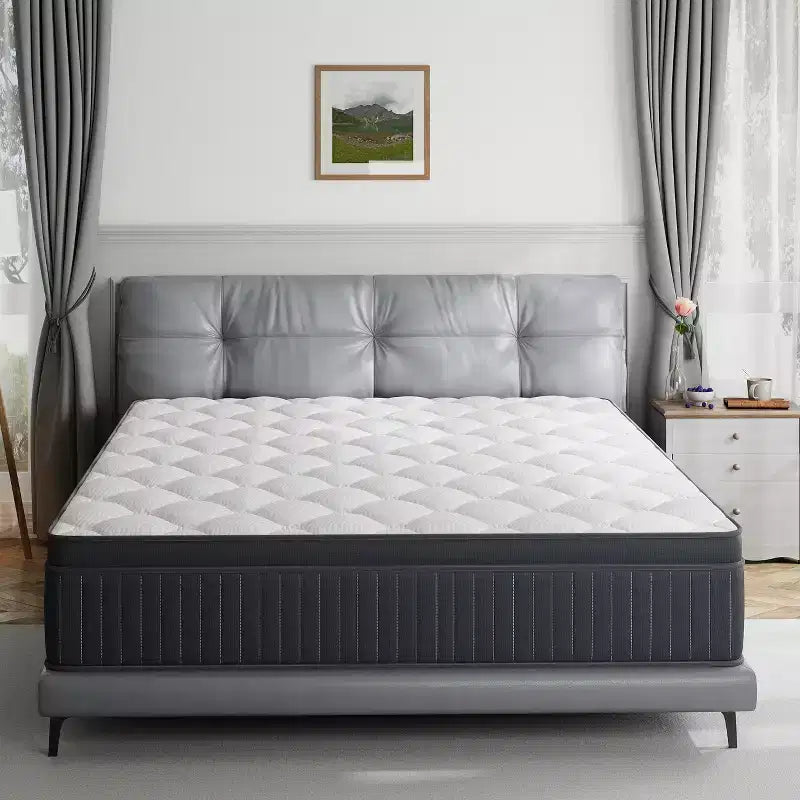 Swedrea Hybrid Mattress Breathable Medium Cooling Memory Foam Bed-in-a-Box White