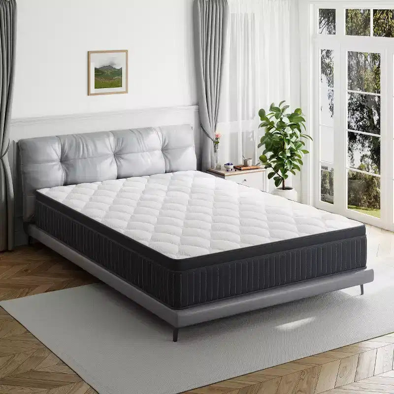 Swedrea Hybrid Mattress Breathable Medium Cooling Memory Foam Bed-in-a-Box White