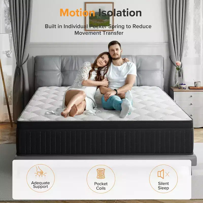 Swedrea Hybrid Mattress Breathable Medium Cooling Memory Foam Bed-in-a-Box White