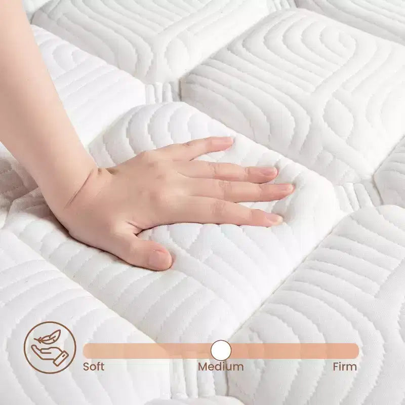 Swedrea Hybrid Mattress Breathable Medium Cooling Memory Foam Bed-in-a-Box White