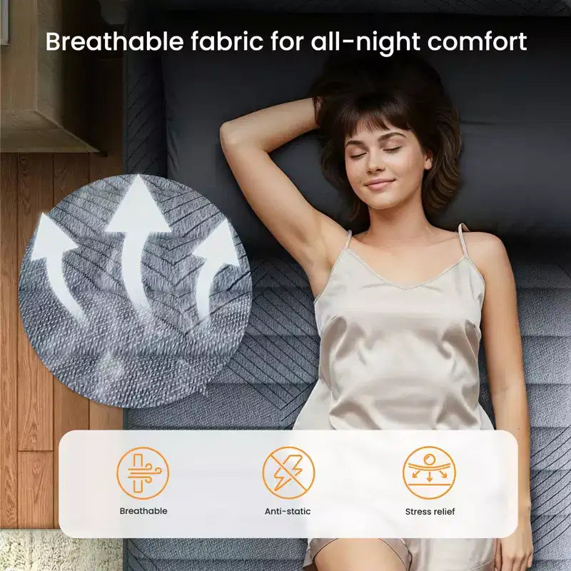 Swedrea Hybrid Mattress Breathable Medium Cooling Memory Foam Bed-in-a-Box Black