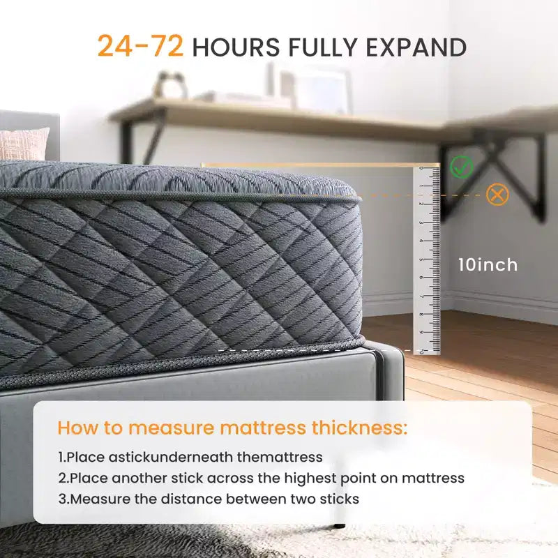 Swedrea Hybrid Mattress Breathable Medium Cooling Memory Foam Bed-in-a-Box Black