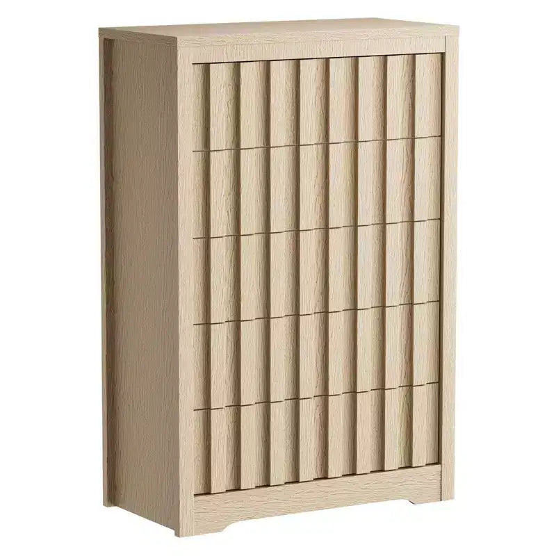 32 Tall Storage Dresser Organizer with Curved Profile Design, 5 Drawer Dresser for Rest Room Wood