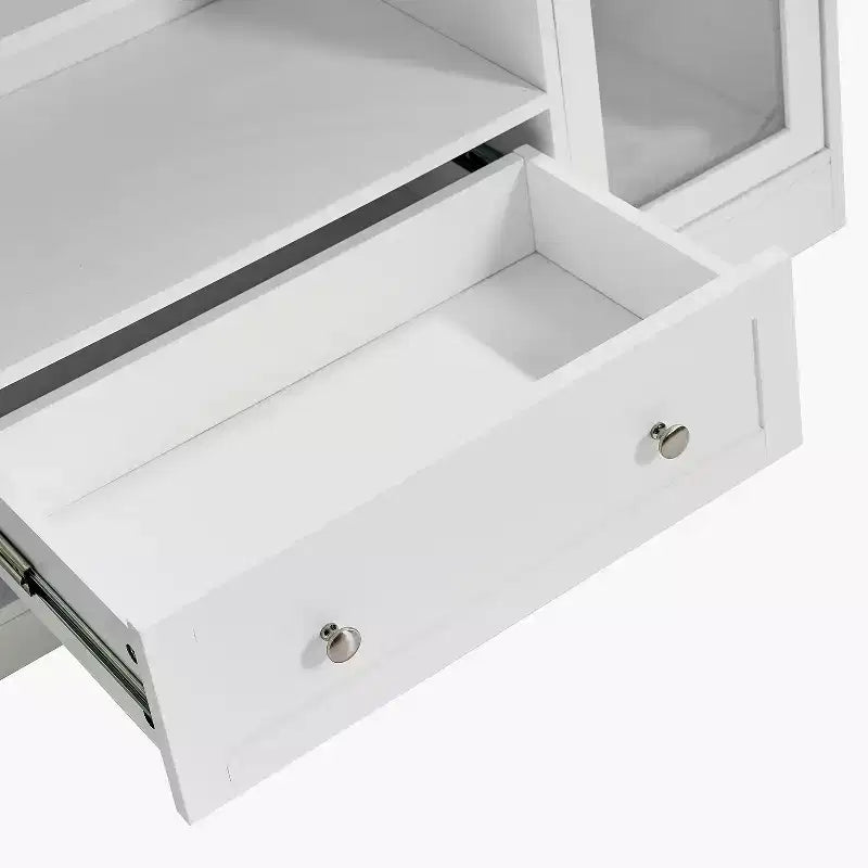 GDFStudio Pearson Modern 51 Wood and Glass Sideboard with Drawer and Adjustable Shelves