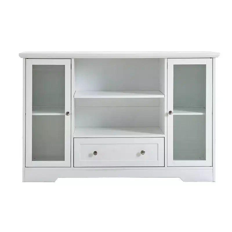 GDFStudio Pearson Modern 51 Wood and Glass Sideboard with Drawer and Adjustable Shelves