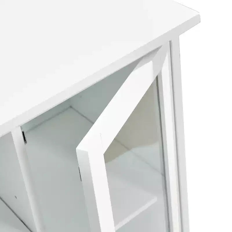 GDFStudio Pearson Modern 51 Wood and Glass Sideboard with Drawer and Adjustable Shelves