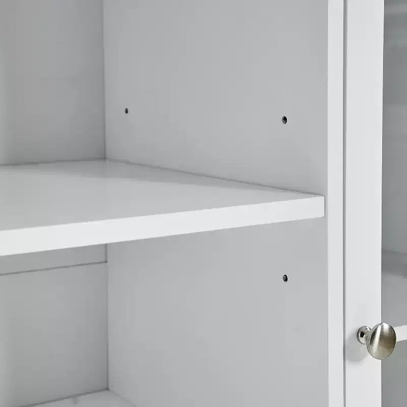 GDFStudio Pearson Modern 51 Wood and Glass Sideboard with Drawer and Adjustable Shelves