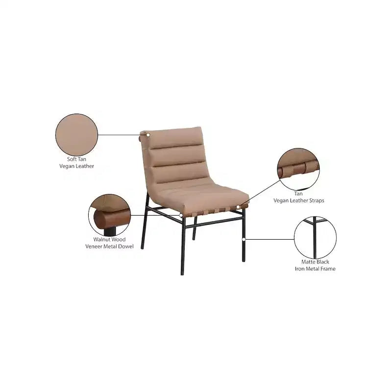 Meridian Furniture,Burke Vegan Leather Dining Chair, Set of 2