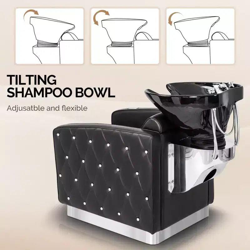 Karl Home Electric Shampoo Bowl and Chair Backwash Unit with Reclining Legrest