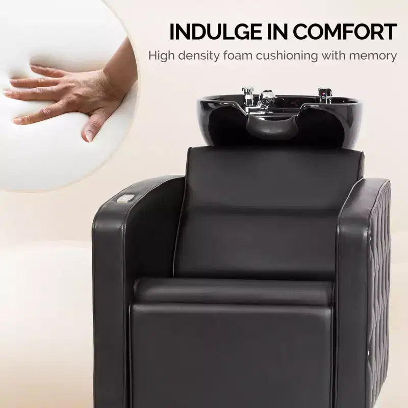 Karl Home Electric Shampoo Bowl and Chair Backwash Unit with Reclining Legrest
