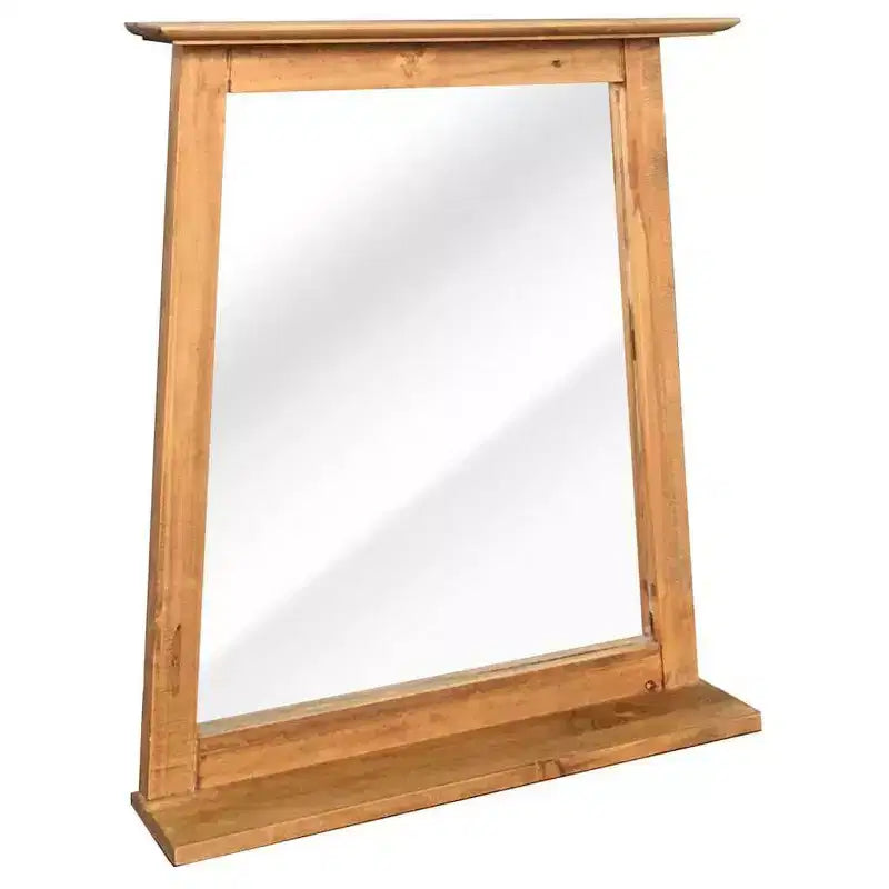 vidaXL Solid Pinewood Bathroom Furniture Set- Rustic Style Vanity Cabinet and Mirror - Brown
