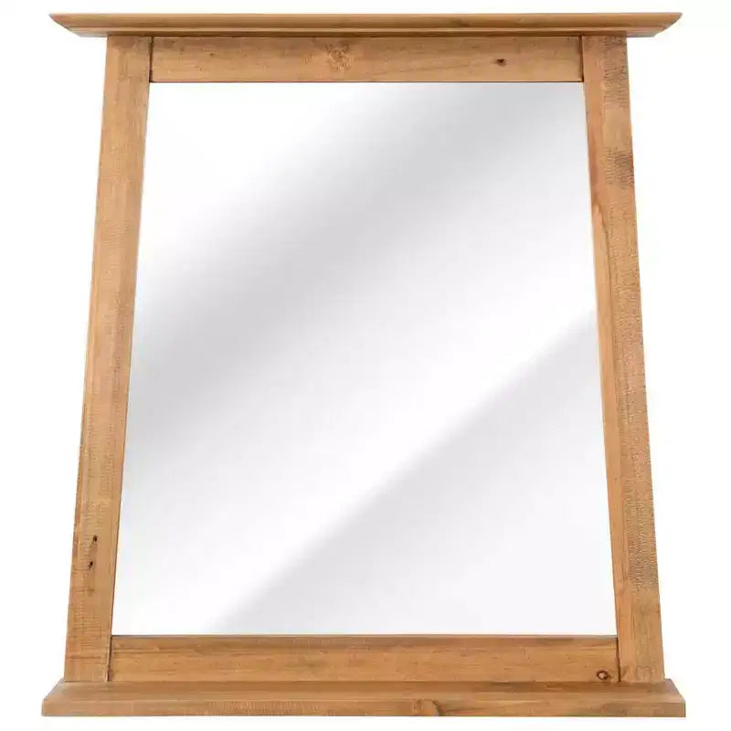 vidaXL Solid Pinewood Bathroom Furniture Set- Rustic Style Vanity Cabinet and Mirror - Brown