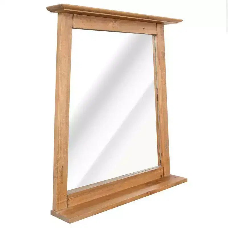 vidaXL Solid Pinewood Bathroom Furniture Set- Rustic Style Vanity Cabinet and Mirror - Brown