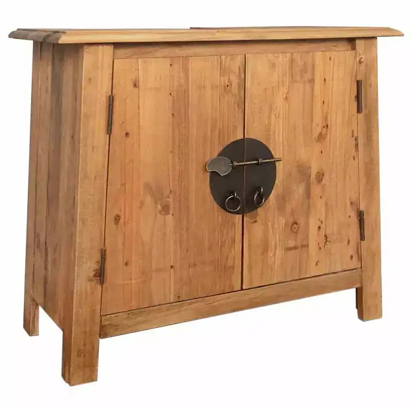 vidaXL Solid Pinewood Bathroom Furniture Set- Rustic Style Vanity Cabinet and Mirror - Brown
