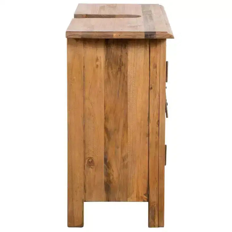 vidaXL Solid Pinewood Bathroom Furniture Set- Rustic Style Vanity Cabinet and Mirror - Brown