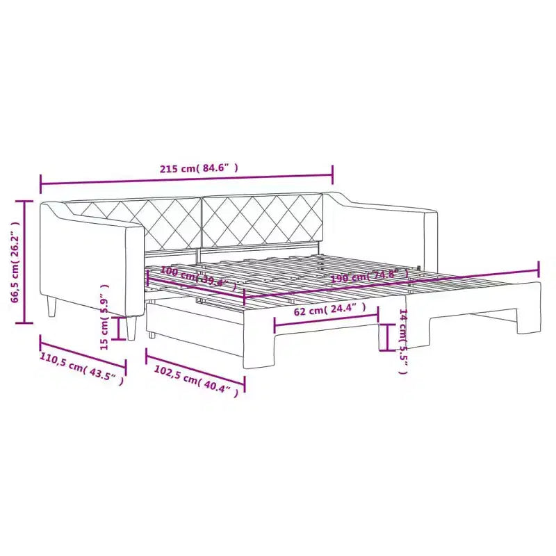vidaXL Daybed with Trundle - Dark Gray