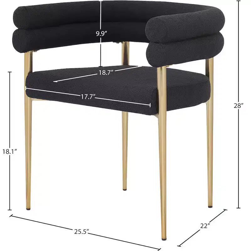Meridian Furniture,Brielle Boucle Fabric Dining Chair, Set of 2