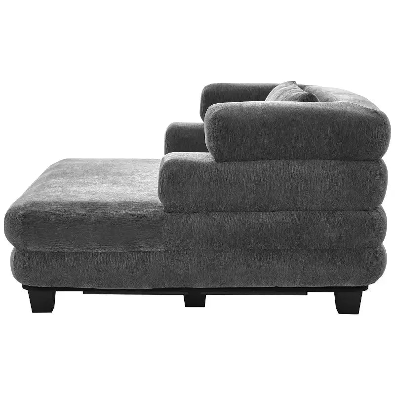 GDFStudio Arum Modern 52.4 Chenille Upholstered Chaise Lounge with Layered Armrests