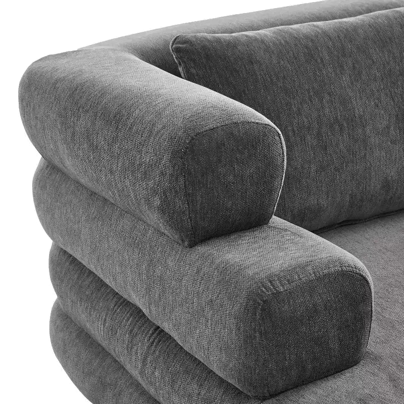 GDFStudio Arum Modern 52.4 Chenille Upholstered Chaise Lounge with Layered Armrests