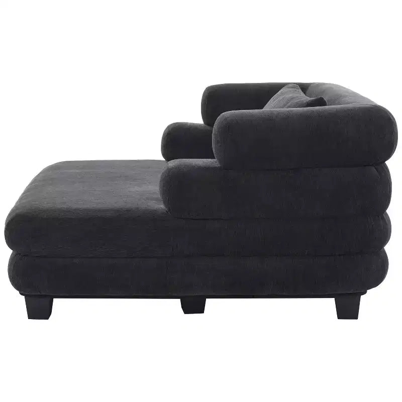 GDFStudio Arum Modern 52.4 Chenille Upholstered Chaise Lounge with Layered Armrests