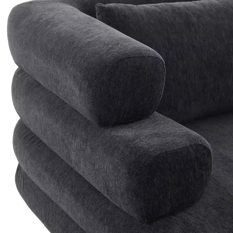 GDFStudio Arum Modern 52.4 Chenille Upholstered Chaise Lounge with Layered Armrests