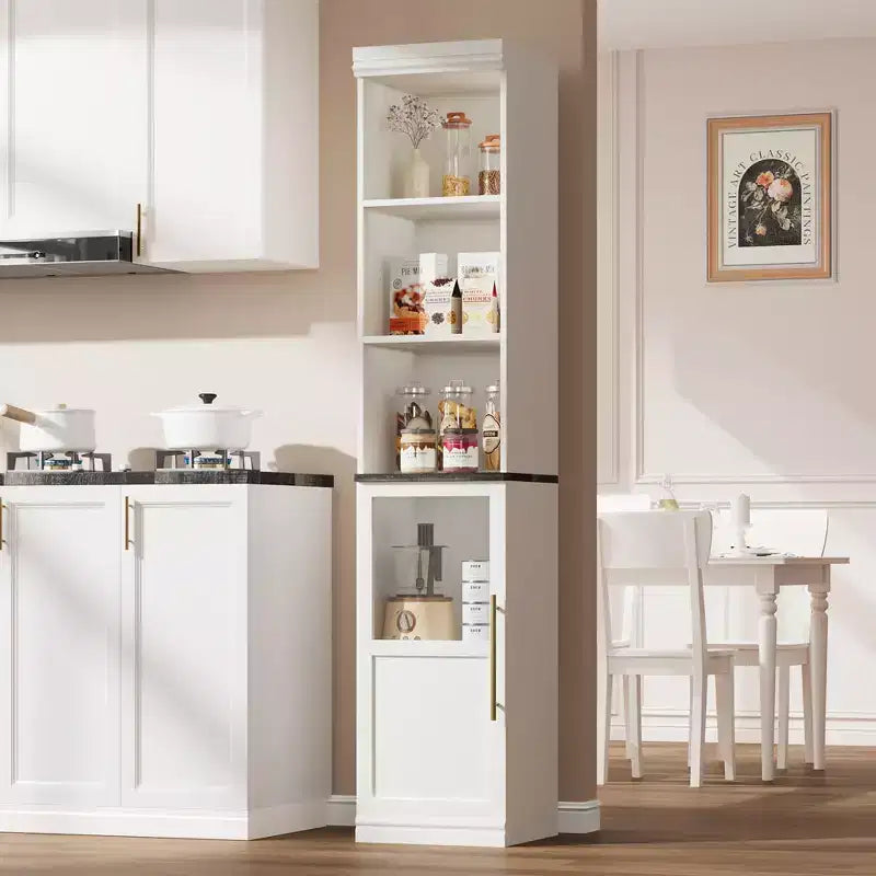 Pantry Cabinet, Tall Pantry Storage Cabinet, Farmhouse Kitchen Hutch with Storage Drawers for Living Room, Dining Room