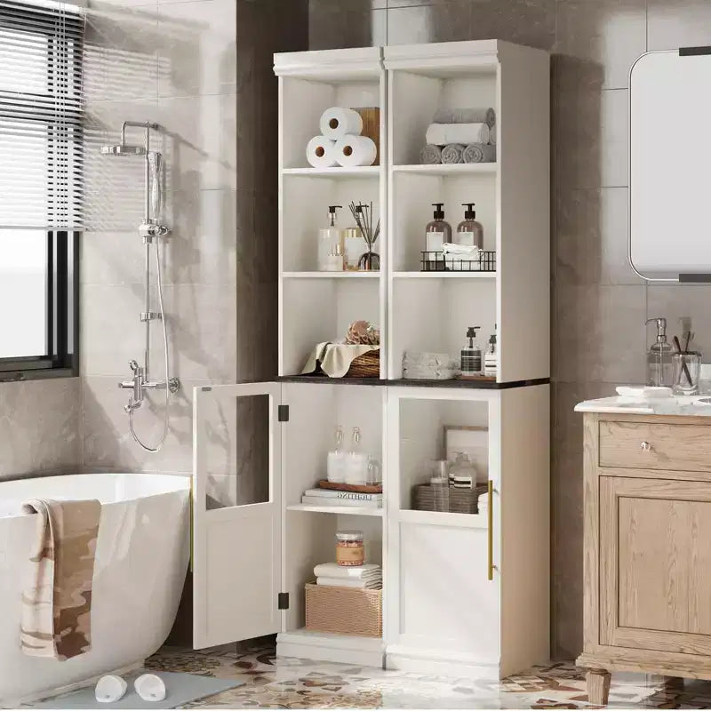Pantry Cabinet, Tall Pantry Storage Cabinet, Farmhouse Kitchen Hutch with Storage Drawers for Living Room, Dining Room