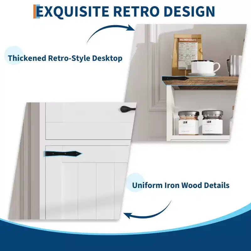 Farmhouse Storage Cabinet with Doors and Drawers, Freestanding Kitchen Pantry Cabinet, Floor Bathroom Storage Cabinet