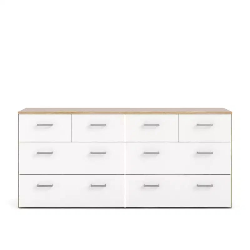 Tvilum,8 Drawer Double Dresser Oak Structure/White