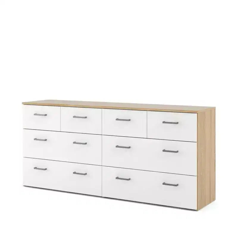 Tvilum,8 Drawer Double Dresser Oak Structure/White