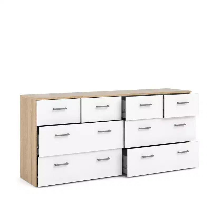 Tvilum,8 Drawer Double Dresser Oak Structure/White