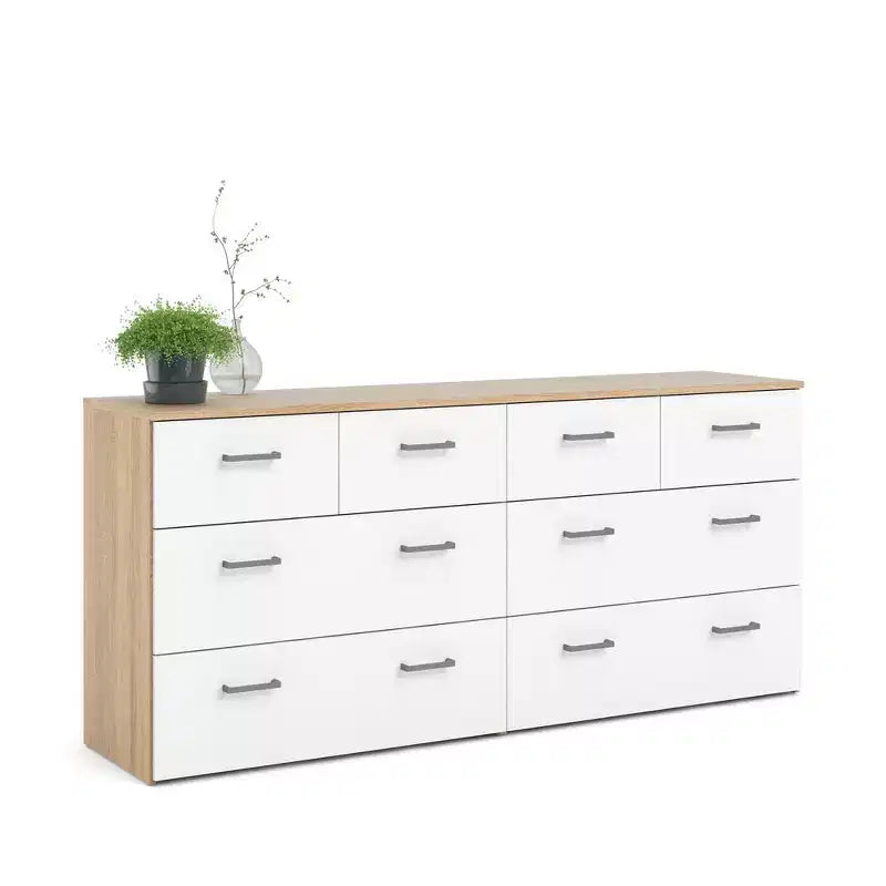Tvilum,8 Drawer Double Dresser Oak Structure/White