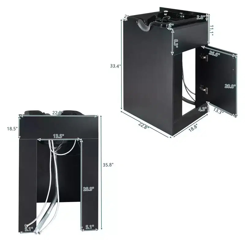 Karl Home Salon Wet Cabinet Station with Shampoo Bowl and Sprayer Faucet