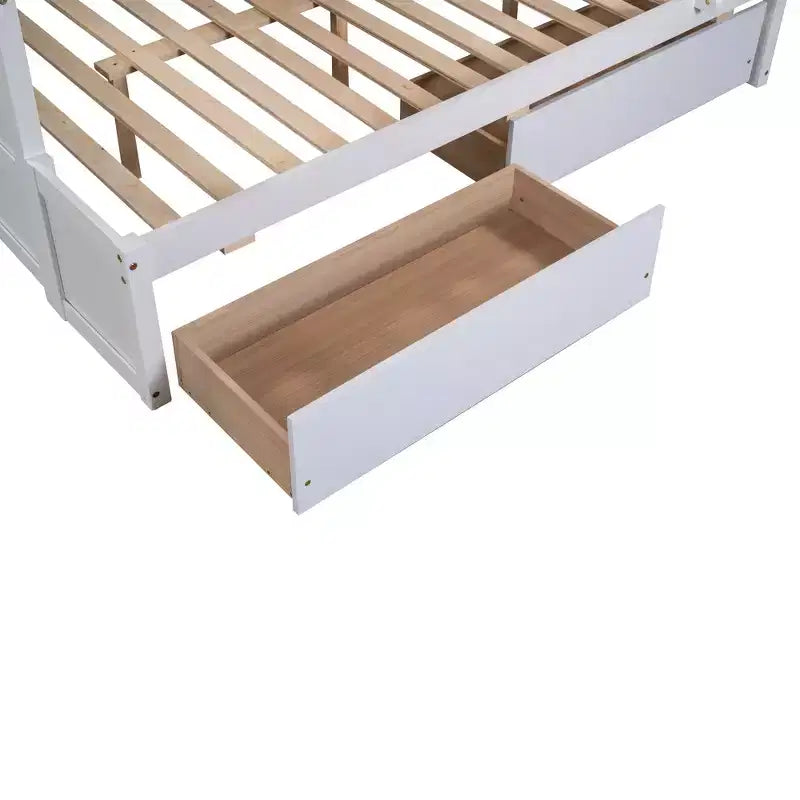 Lit superposé simple sur double avec rangement - Blanc