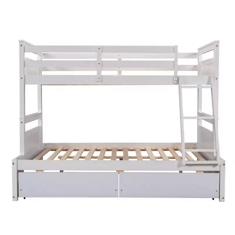 Lit superposé simple sur double avec rangement - Blanc
