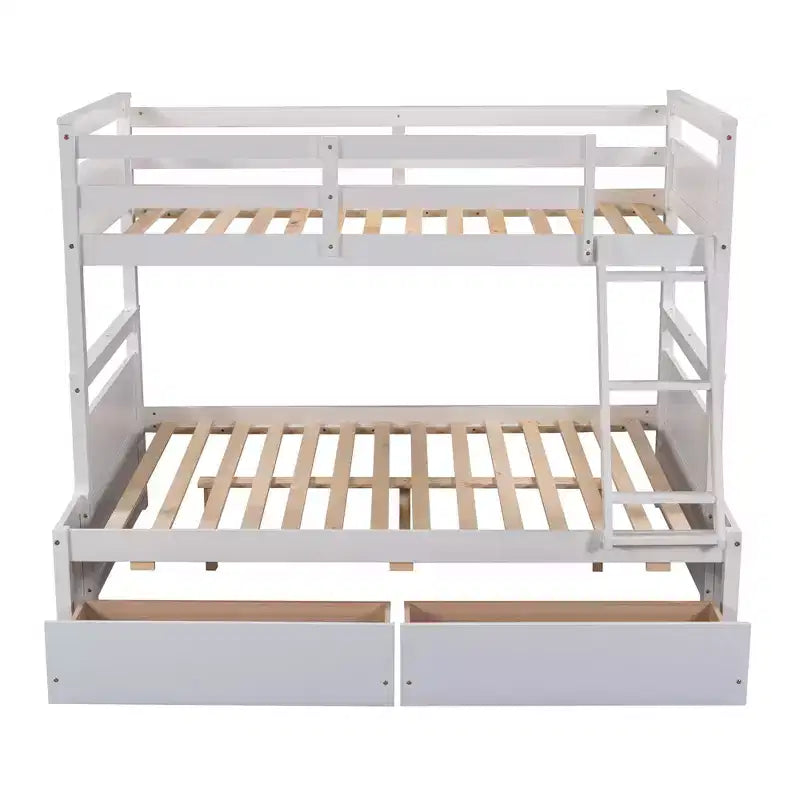Lit superposé simple sur double avec rangement - Blanc