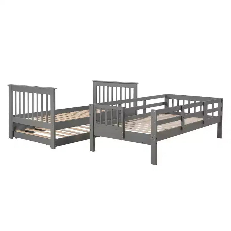 Stairway Twin-Over-Twin Bunk Bed with Twin size Trundle for Bedroom, Dorm, Adults, White