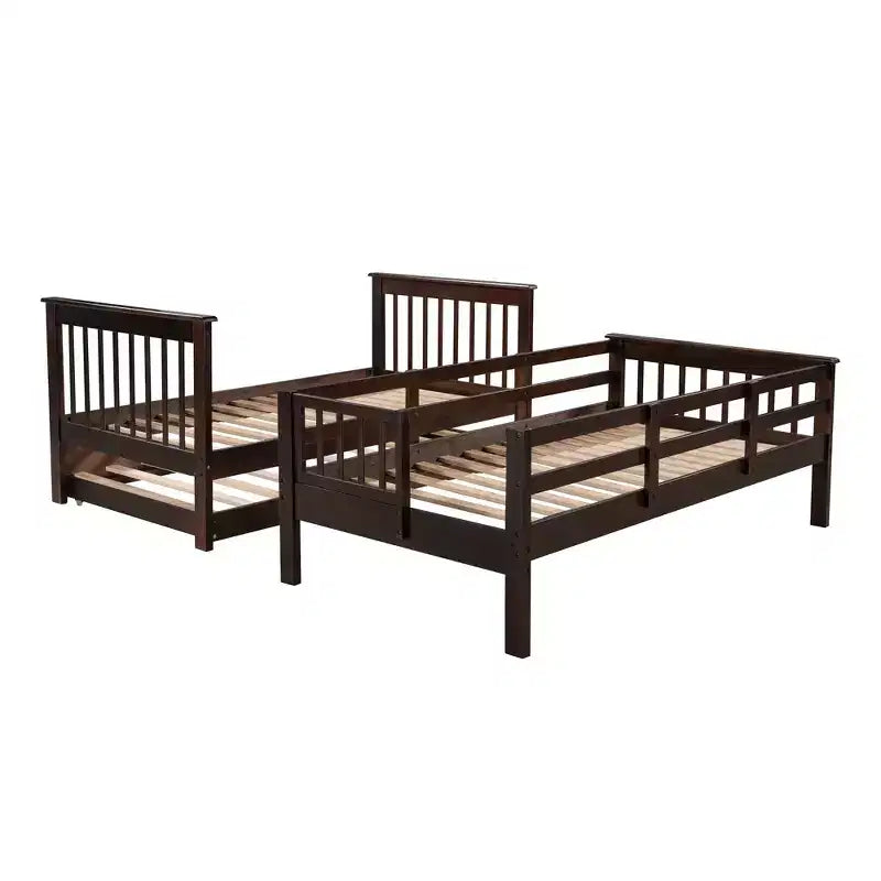 Stairway Twin-Over-Twin Bunk Bed with Twin size Trundle for Bedroom, Dorm, Adults, White