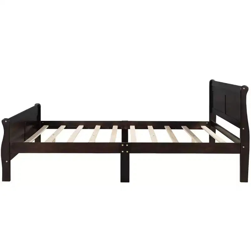 Full Size Wood Platform Bed with Headboard and Wooden Slat Support (Oak)