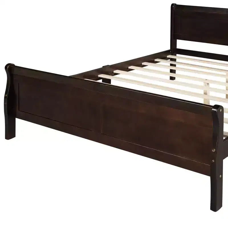 Full Size Wood Platform Bed with Headboard and Wooden Slat Support (Oak)