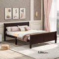 Full Size Wood Platform Bed with Headboard and Wooden Slat Support (Oak)